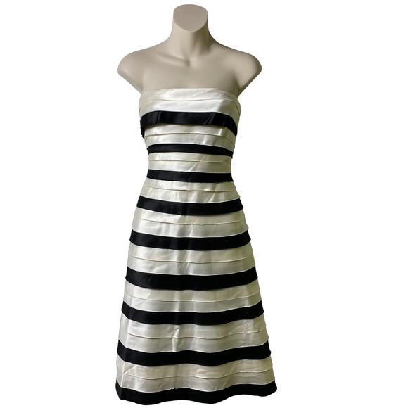 BCBGMaxazria‎ NWT Size 0P Black and Off White Strapless Dress (2475) - Picture 1 of 6